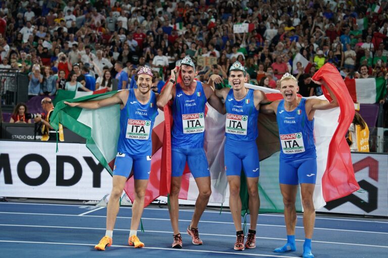 La staffetta 4x400 maschile: Luca Sito, Vladimir Aceti, Riccardo Meli ed Edoardo Scotti (foto Grana/Fidal)